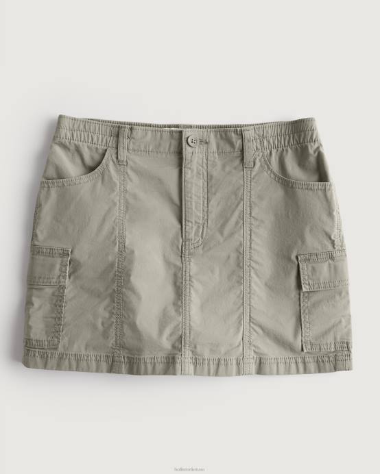 daugiaaukštis poplin cargo mini sijonas alyvuogių žalia moterys Hollister dugnai RDJ0W544