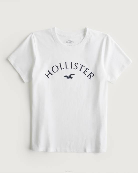 lengvas grafinis marškinėliai su logotipu baltas moterys Hollister viršūnės RDJ0W240