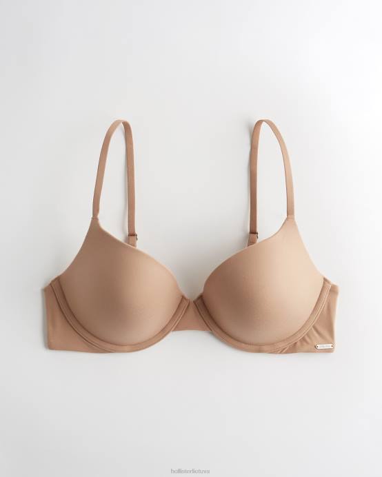 gilly hicks bare comfort push-up marškinėlių liemenėlė smėlio spalvos moterys Hollister viršūnės RDJ0W76