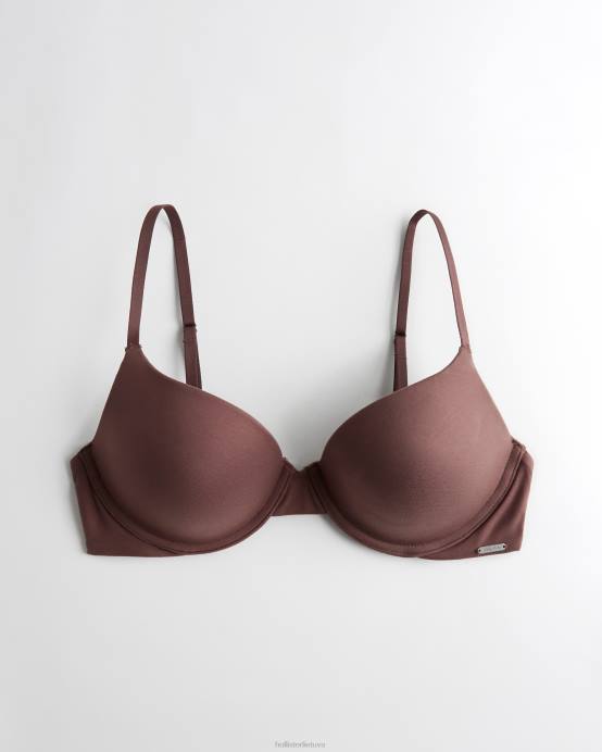 gilly hicks bare comfort push-up marškinėlių liemenėlė tamsiai rudas moterys Hollister viršūnės RDJ0W448