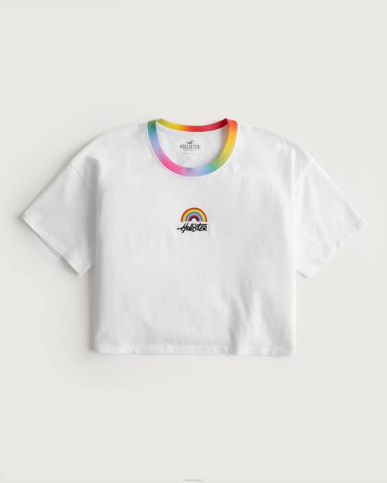 pride oversized crop marškinėliai baltas moterys Hollister viršūnės RDJ0W289