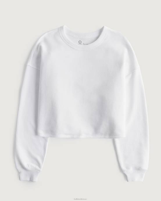 Gilly Hicks Active Essentials megztinis su crewneck baltas moterys Hollister viršūnės RDJ0W206