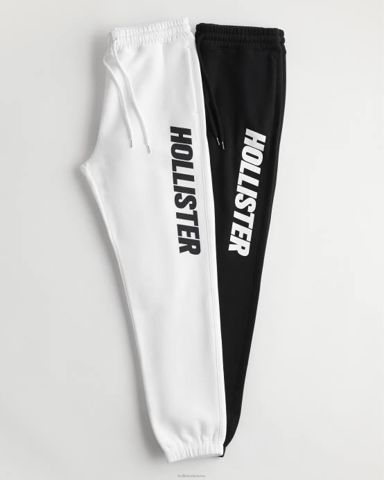 Atpalaiduotas vilnos logotipo grafinis jogger 2 pak balta juoda vyrų Hollister dugnai RDJ0W1329