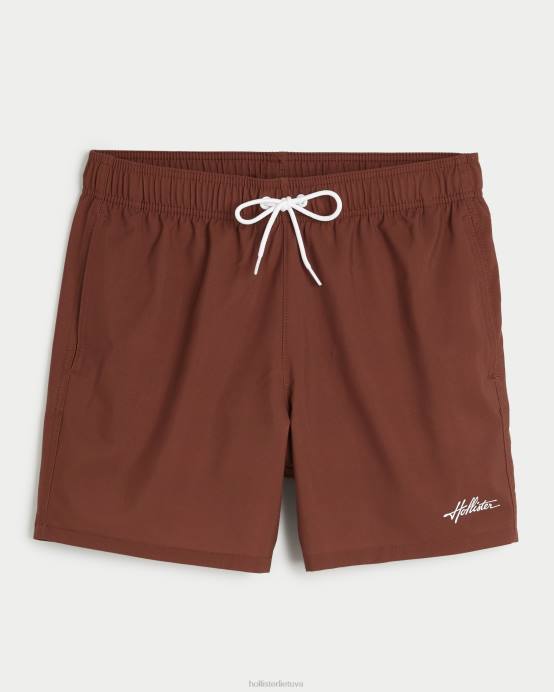 sarginės maudymosi kelnaitės 5'' tamsi bordo vyrų Hollister dugnai RDJ0W1127