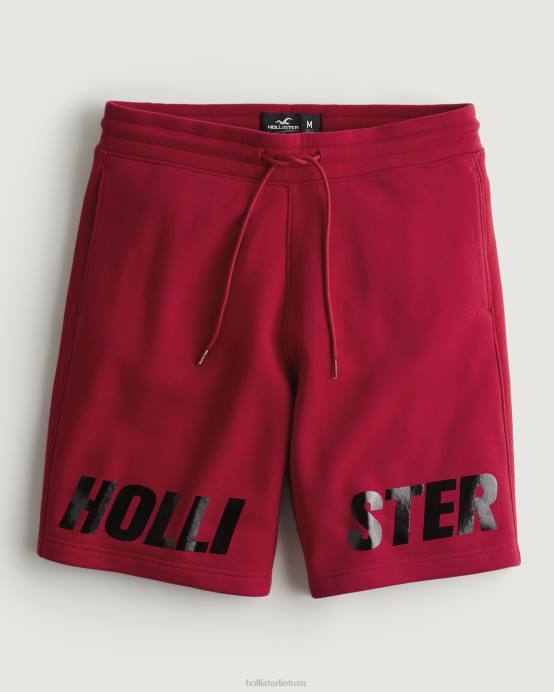 9 colių grafiniai šortai su blizgiu vilnos logotipu raudona vyrų Hollister dugnai RDJ0W1273