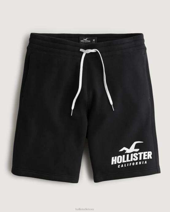 9 colių vilnos grafiniai šortai su logotipu juodas vyrų Hollister dugnai RDJ0W1130