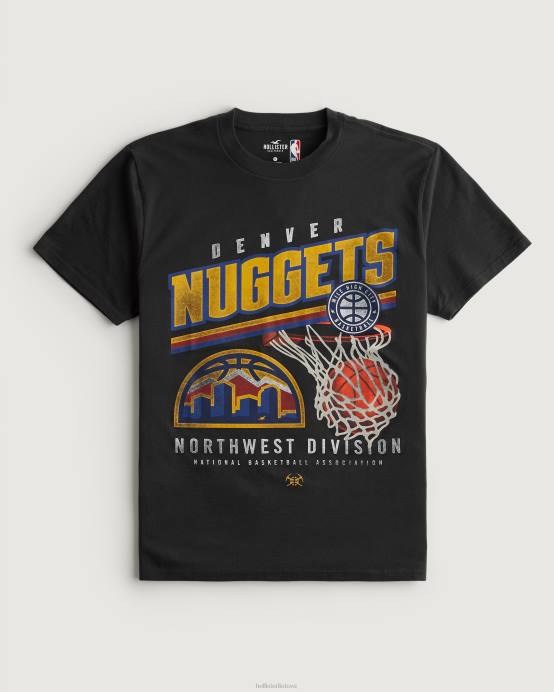 atsipalaidavęs denver nuggets grafinis marškinėliai išblukęs juodas vyrų Hollister viršūnės RDJ0W1023