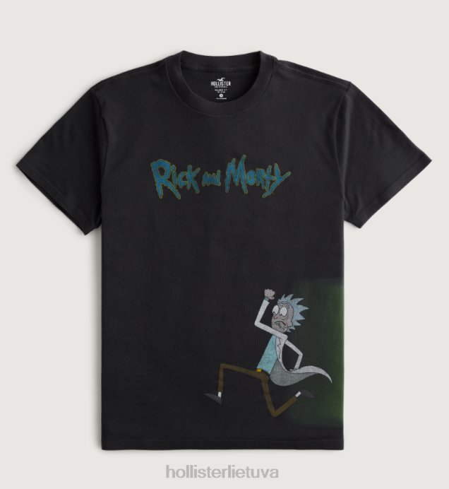 atsipalaidavęs rick & morty grafikos marškinėliai juodas-rm vyrų Hollister viršūnės RDJ0W1000