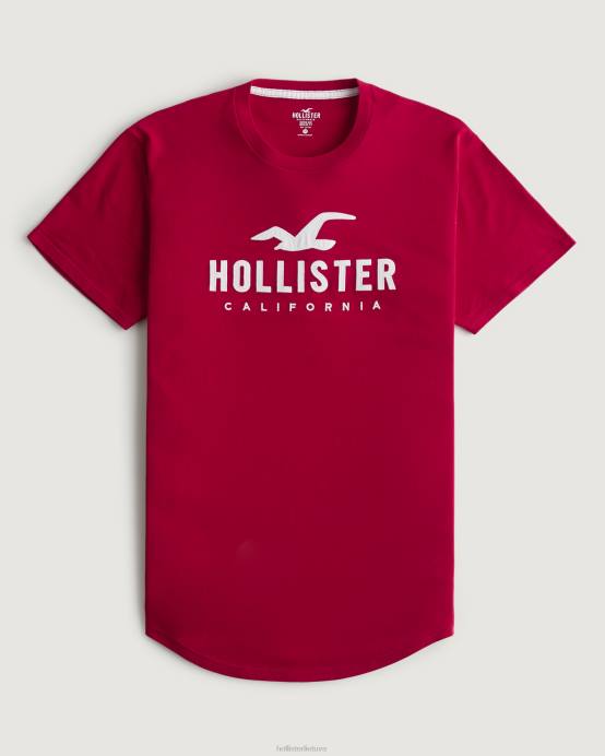 grafinis marškinėliai su logotipu išlenktu kraštu raudona vyrų Hollister viršūnės RDJ0W926