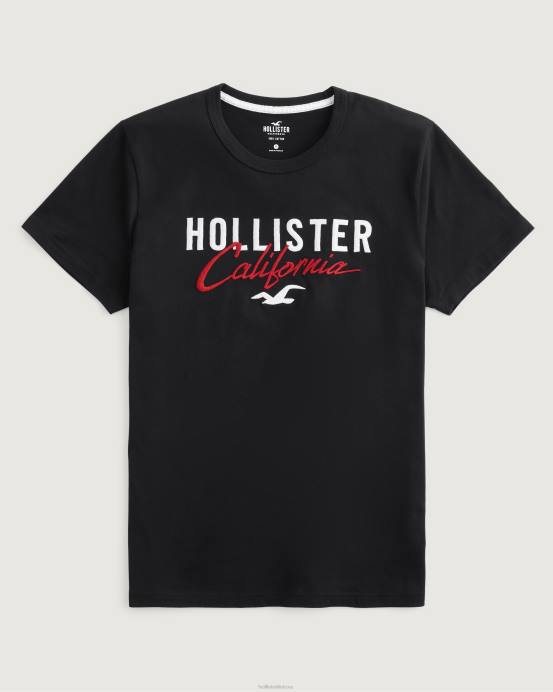 grafinis marškinėliai su logotipu juodas vyrų Hollister viršūnės RDJ0W986