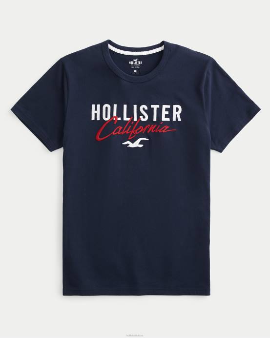 grafinis marškinėliai su logotipu karinis jūrų laivynas vyrų Hollister viršūnės RDJ0W975